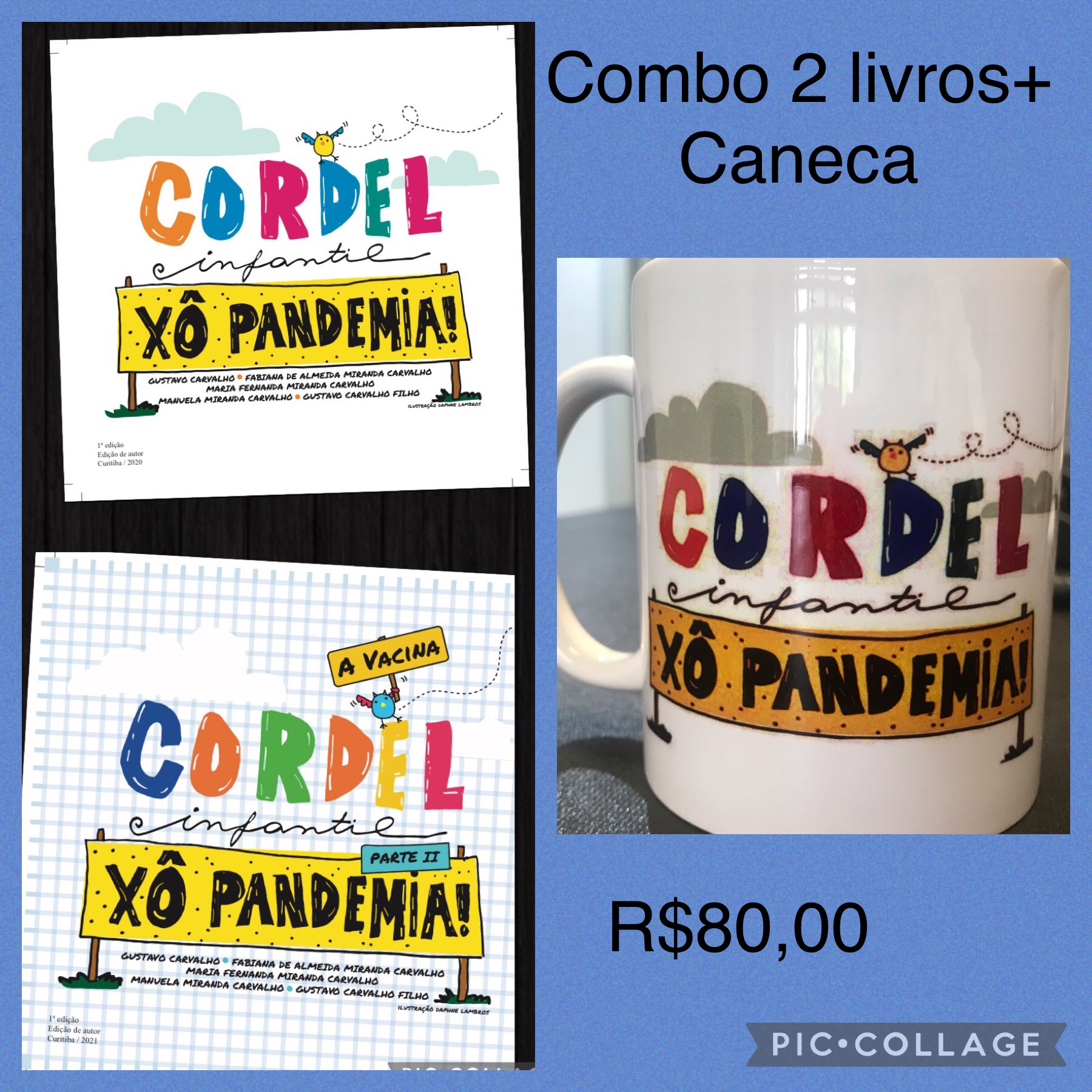combo - 2 livros xô pandemia 1 e 2 mais caneca per